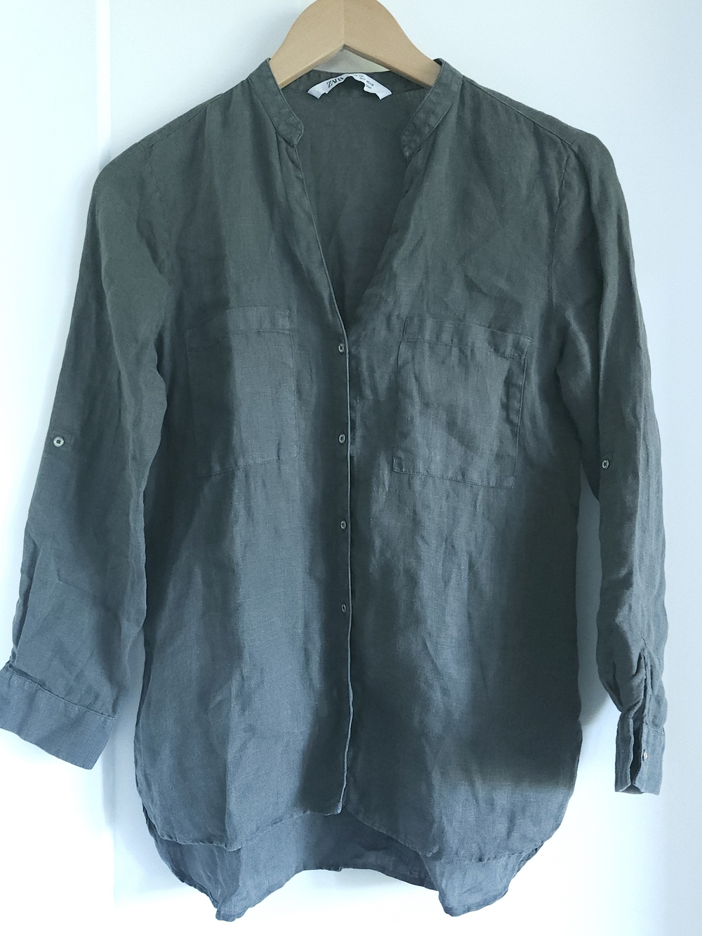 Zara Women's Button-down Linen Tunic Shirt -xs
